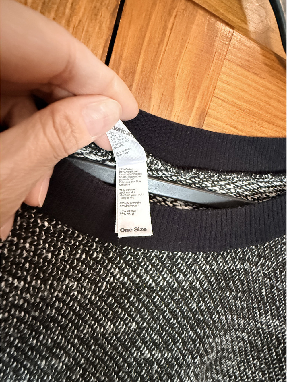 AMERICAN APPAREL Black and White Heathered Knit Sweater Sweatshirt - Picture 7 of 10